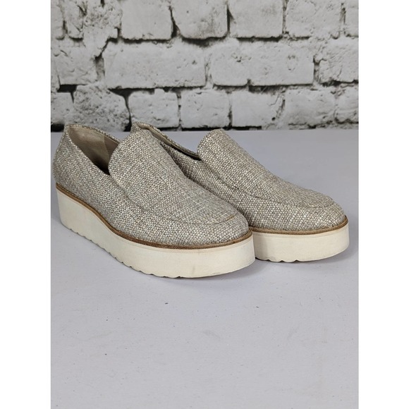 VINCE Natural Linen Zeta Tweed Platform Loafer - Picture 3 of 9